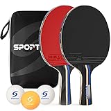 Tischtennisschläger, Tischtennis-Set mit 2 Schlägern und 3 Bällen und Tischtennis-Schläger mit Carry Case(Advanced Play) (Tischtennisschläger)