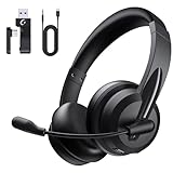 syndesmos Headset mit Mikrofon Bluetooth, Verstellbares Kopfband Headset PC, Unterstützt 2,4 G/Bluetooth V5.3/Kabelgebundene Verbindung, für Telefon, Tablette, CallCenter, Büro, Treffen, Geschäft