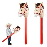 ARTGUTS 2 Stück Hobby Horse, Kinder Steckenpferd, Stockpferd Aufblasbaren, Hobby Horsing,Aufblasbares Stabpferd Party Props, Horsing Pferd Pferdekopf für Kinder (Rote)