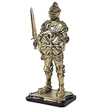 YINcrinx Vintage Gold Royal Sword Knight geschnitzt Ornament, Mittelalterliche Wache geschnitzt Ornament, Klassische Büro Wohnzimmer Weinkühler Dekoration, Höhe 18 cm