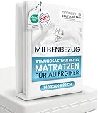 Glückstoff® Premium Milbenbezug Matratze 140x200x20 [ZERTIFIZIERT IN DEUTSCHLAND] Allergiker Bettwäsche Set Anti Milbe - Allergiker Matratzenbezug - Encasing Bettwäsche Anti Milben - Milbenschutzbezug