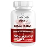 Bandini® Eisen Bisglycinat | 180 vegane Eisentabletten mit 80mg natürlichem Vitamin C aus Acerola und 70mg Eisenbisglycinat (gut verträglicher Chelat-Komplex) | Hochdosiert, laborgeprüft (EFSA)