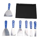 7pcs Kohlenstoffstahl -Kittschaber -Set, Metallfarbenschaber mit Aufbewahrungsbeutel, Trockenbaumesser -Set für Gipsreparatur, Trockenbau, Kitt, Abziehbilder, Tapeten