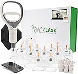 BACKLAXX ® Schröpfgläser mit Vakuumpumpe - Hochwertig schröpfen mit bruchfestem Schröpfglas aus Kunststoff, Schröpfset mit Therapiemagneten inkl. Videokurs (12 Stück), Schröpfgläser Silikon