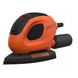 Black+Decker Dreieckschleifer Mouse (55 Watt, 133 x 95 mm, mit Staubsaugeradapter, zum Schleifen/Polieren, Klettfix-System, inkl. 15-teiliges Schleifpapier-Set & Softtasche) BEW230BC, Schwarz/Orange