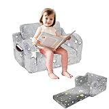 HB.YE Kindersofa Kindersessel Minisessel 2 in 1 Folding Kinderstuhl Relaxsessel Kuschelsessel (Grau)