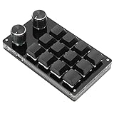 Bewinner Mechanische Mini-Tastatur mit 12 Tasten, Multifunktions-DIY-programmierbare Tastatur, Einhand-Makro-Mechanik mit Einstellknopf für Office Gaming Lab(Schwarz)