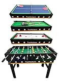 Izzy Multifunktionstisch 4 in 1, mit Zubehör, Tischfußball, Billardtisch, Tischtennis, Speed-Hockey, Billard und Ping-Pong - (123L x 82,5B x 57,8H cm)