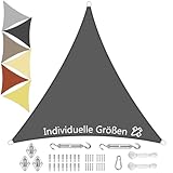 Sonnensegel Wasserdicht Dreieckig, Viele Größen und Farben aus PES-Polyester 95% UV-Schutz, Witterungsbeständig, Reißfest mit Befestigungsset für Terrasse und Garten-1.6x1.6x1.6m, Anthrazit