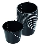 Kistenberg Baueimer 20 Liter 10er Set Eimer mit Skala Mörteleimer Maurereimer Putzeimer Wassereimer Betoneimer, ergonomischer Griff, aus Kunststoff (20 Liter)