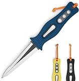 SAALVI Tauchermesser – robuste Stahlklinge für Tauchen, Schnorcheln & Camping – Tauchmesser, Speerfischmesser & Schraubenschlüssel – verstellbare Beingurte & Hülle – Zweischneidige Klinge