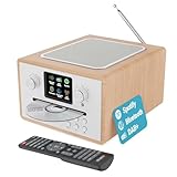 Internetradio mit CD Player & DAB Plus | Küchenradio mit Bluetooth & FM Radio | Digitalradio WLAN mit Spotify Connect, Podcasts | EQ, Farbdisplay, Inklusive Fernbedienung | MAJORITY Homerton (Eiche)