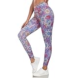 UURUN Leggings mit hoher Taille für Damen, Yogahose mit Taschen, Bauchkontrolle, Kniebeugenfest, für Workout, Laufen, Volle Länge/Netz/Mandala, S