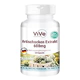 Artischocken-Extrakt 600 mg - 60 Kapseln - standardisierter Extrakte mit 2,5% Cynarin - hochdosiert und vegan | Qualität aus Deutschland von ViVe Supplements