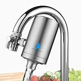 HAHN Technology Wasserfilter für den Wasserhahn, inklusive Filterkartusche, Edelstahl Trinkwasserfilter mit Aktivkohle, entfernt Schadstoffe & Chlor, einfache Montage, langlebig & plastikfrei