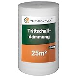 BB-Verpackungen 25 m² Trittschalldämmung 1,0 x 25 m (5 mm stark, sehr gute Schall- und Wärmedämmung) - Sets zwischen 25 m² und 250 m²