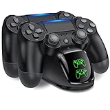 HELLCOOL PS4 Controller Ladestation, 2Std Schnelllade Ladestation PS4 Controller, Ladegerät mit LED Anzeige für Playstation 4 Controller, Ständer für Playstation 4/PS4 Slim/PS4 Pro Wireless Controller