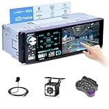 Hikity Autoradio 1 Din mit Touchscreen unterstützt UKW AM RDS-Radio, 4,1-Zoll-HD-Touchscreen Auto-Stereo Bluetooth 1 Din mit 2USB TF AUX SWC + Rückfahrkamera + Mikrofon
