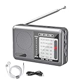 Sghtil AM FM-Radio, Weltradio, mit Kopfhörer – wiederaufladbarer Akku, Kurzwellenempfänger für Senioren – Zuhause, Reisen, Outdoor