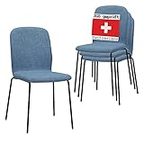 Albatros Stapelstuhl ENNA 4er Set, Blau - stapelbarer Konferenzstuhl - Besucherstuhl, Bequeme Stühle für Wartezimmer
