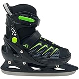 Cox Swain größenverstellbare Kinder Schlittschuhe COXY Ice für Mädchen und Jungen - Ohne Werkzeug verstellbar! Black/Green Gr. M (37-40)