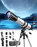 Bellanny Teleskope | Teleskope für Erwachsene Astronomie, 90mm Aperture 900mm Tragbares Reiseteleskope für Kinder Anfänger, Linsenteleskop mit Stativ,Telefon Adapter,Fernbedienung,Mondfilter, Rucksack