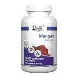 Health+ Mangan - 90 Kapseln mit 10 mg Mangangluconat pro Kapsel, wertvolles Spurenelement, Made in Germany