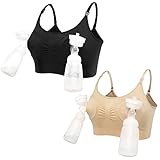 LOVELYBOBO 2 Pack Damen Schwangerschafts Still-BH Ohne Bügel Hände Freie Pumpen Bustier Milchpumpe BH