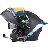 Caimcie Bluetooth-Modular-Motorradhelm Hochklappbarer Front-Motorradhelm DOT/ECE-Zugelassener Bluetooth-Motorradhelm Mit Anti-Beschlag-Doppelvisier Helm Für Männer Und Frauen C,XL/61-62CM