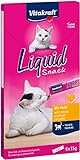 Vitakraft Liquid Snack, flüssiger Katzensnack, mit Huhn, Katzenleckerlies, mit Taurin, unterstützt die Augenfunktion, unterstützt die Herzfunktion, kalorienarm (1x 6 Stück)