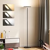 PreeOtti Stehlampe Wohnzimmer, 36W LED Deckenfluter mit Fernbedienung & Touch-Steuerung, 3 Farbtemperaturen, Stufenlos Dimmbar, Moderne Leselampe Stehleuchte für Wohnzimmer Schlafzimmer Büro(Schwarz)