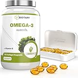 Omega 3 Vegan aus Algenöl 140 Softgel Kapseln | 600 DHA & 300 EPA+ Vitamin E pro Tagesdosis | ca. 3 Monate Vorrat, inklusive Pillenbox | laborgeprüft | hohe Bioverfügbarkeit