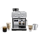 De'Longhi Siebträgermaschine La Specialista Arte EC9155.MB, Espressomaschine mit Mahlwerk, 8 Mahlgrade, 15 Bar, 3 Temperaturen, Milchschaumdüse, 1550W, 1,7L Tank, Edelstahl/Schwarz inkl. Barista-Kit