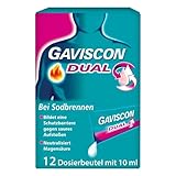 GAVISCON Dual 500 mg / 213 mg / 325 mg Suspension – Bei Sodbrennen und Magendruck – Wirkt bis zu 4 Stunden – 12 x 10 ml Dosierbeutel