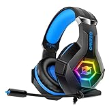 Ozeino Gaming Headset for PS4 PS5 PC,PS4 Headset with Microphone 3D Surround Sound Headphones Noise Cancelling RGB Lights