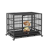 Hundekäfig Für Zuhause 108x72.4x85cm, Klappbar Haustierkäfig Mit 2 Türen & Bodenschale, Transportkäfig Auto, Hundehütte Indoor Outdoor,Hundegitterbox Hundebox Für Zuhause,Kleine/Mittlere/Große Hunde