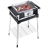 SEVERIN SENOA BOOST S Elektrogrill mit Standuntergestell, Standgrill mit schnellem Grillstart bis 500 °C, Balkon Grill mit SafeTouch-Oberfläche, Edelstahl/Schwarz, PG 8117