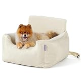 Lesure Hundesitz Auto Kleine Hunde - Wasserdichter Hundesitz Auto Rückbank, Hunde Autositz Für Kleine Hundemit, Ansteckbare Leine Für Autositz Hund,Elfenbein
