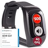 tellimed Carino 4G GPS Notfallarmband Senioren mit GPS Ortung, Telefonfunktion, SIM Slot & ohne ABO - Senioren Notruf Armband & Notrufknopf für Senioren & Erwachsene