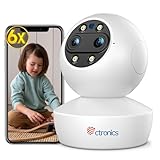 Ctronics Überwachungskamera Innen mit 6X Hybrid-Zoom, Auto Tracking, Personen-/Haustiererkennung, 20 m Farb-Nachtsicht, Voreingestellten Funktionen, NVR/NAS-Unterstützung, 24/7