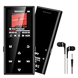 SWOFY 128GB MP3-Player mit Bluetooth 5.3 und einem 1.8-Zoll-Touchscreen, HiFi-Musik, Kinder-MP3-Player mit Lautsprecher, FM-Radio, E-Book-Funktion, Aufnahmefunktion (schwarz)