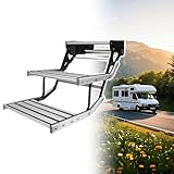 Manuell Einziehbare Treppe, Manuelle Klappbare Ausziehbare Doppeltrittstufe, Manuelle Trittstufe Wohnmobile, Rost Korrosionsbeständig, LED-Licht, Für Camper-Wohnwagen,Double-layerelectric