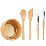MWOOT DIY Gesichtsmaske Pinselset (Kit mit 5), Gesichtsmaske Pinsel, Bürste, Gesichtspflege Schüssel, Gesichtspflege Tools Set aus Holz, DIY Clay Mask Mixing Tools Accessories