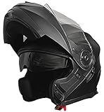 Klapphelm Integralhelm Helm Motorradhelm RALLOX 910 schwarz/matt mit Sonnenblende (XS, S, M, L, XL) Größe L