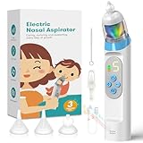 Nasal Aspirator, Baby Nasensauger, Nasensauger mit 5-stufiger Saugkraft & 3 Austauschbaren Spitzenaufsätzen, Wiederaufladbarkeit, Mit beruhigenden Lichtern und Einer Vielzahl von Beruhigenden Melodien