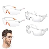 LIURFLNC 4 Stück Schutzbrille Arbeitsschutzbrille, Schutzbrillen Transparent Schutzbrille Labor, Sicherheitsbrille Schutzbrille für Arbeit Staubdicht Schießsport für Kinder Herren Damen