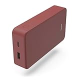 Hama Powerbank Colour 20 20000mAh (externer Akku mit 1x USB C + 1x USB A, Power Pack zertifiziert, LED Anzeige, Akku Pack Handy Zubehör, Tablet, Bluetooth Box etc., tragbares Ladegerät klein) rot