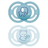MAM Perfect® Doppelpack Schnuller 6+ Monate (2er-Set), MAM Schnuller 6-16 Monate aus Silikon für eine gesunde orale Entwicklung, 2-teiliges Zubehör-Set für Neugeborene mit