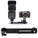 Akozon Dual Flash Bracket Verlängerung Bar, Flash Bracket Stativ Montage Kamera Licht Bracket mit 1/4 Zoll Schrauben und heißem Schuh für DSLR Kamera LED Licht Flash Licht Video Licht Stand