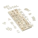 Relaxdays Holzbuchstaben Set, 162 TLG, Großbuchstaben A-Z, &-Zeichen, 3 cm, kleine Buchstaben zum Basteln, Deko, Natur